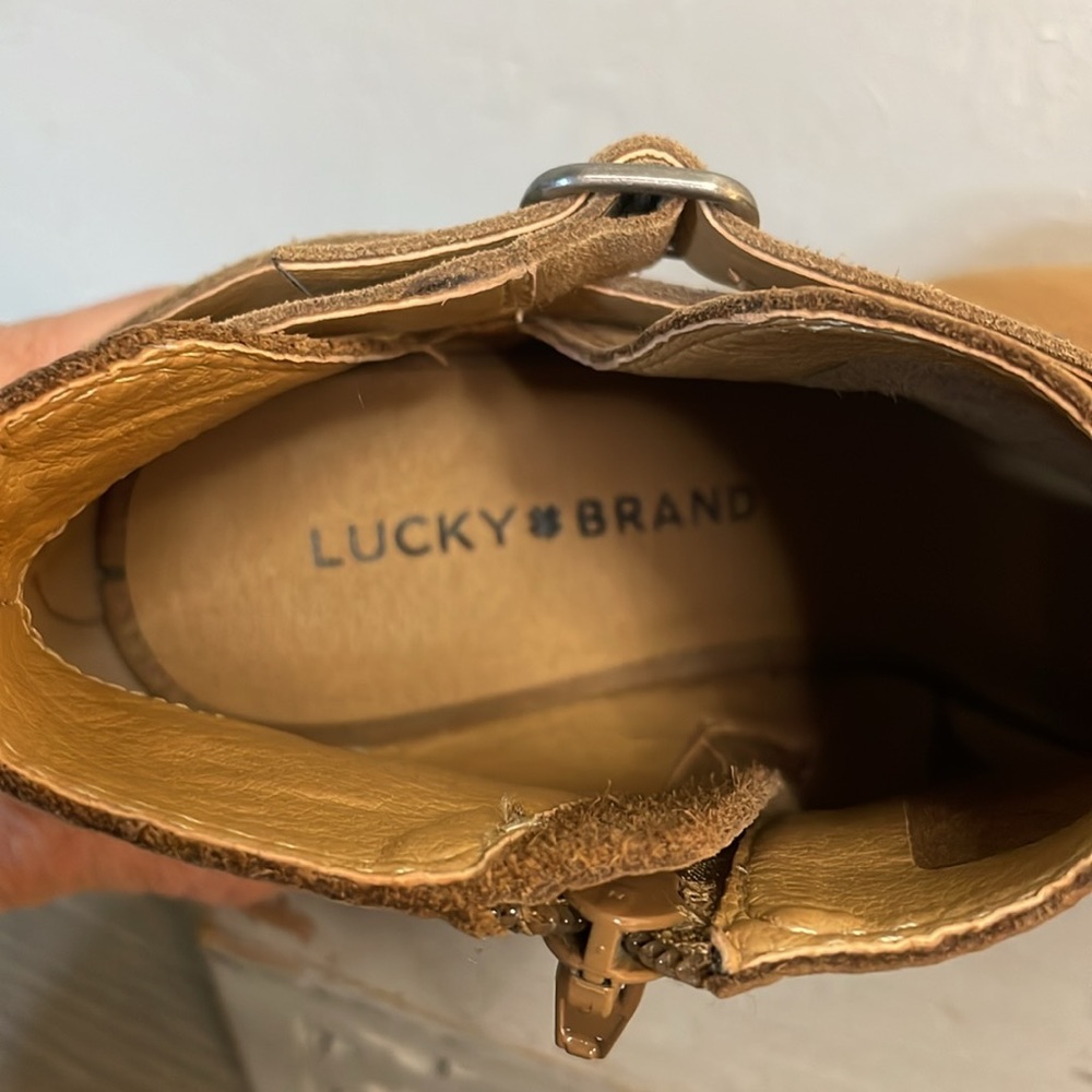 Lucky Brand Open Tow Leather Wrap Strap Ankle Boot #0205 - Picture 6 of 7